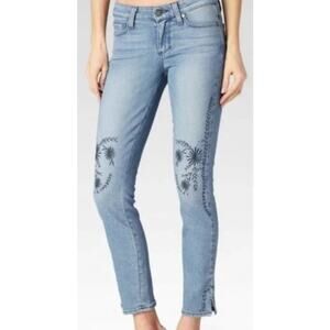 PAIGE‎ Verdugo Ankle Indigo Fleur Embroidered Jeans W2754 Women's Size 29